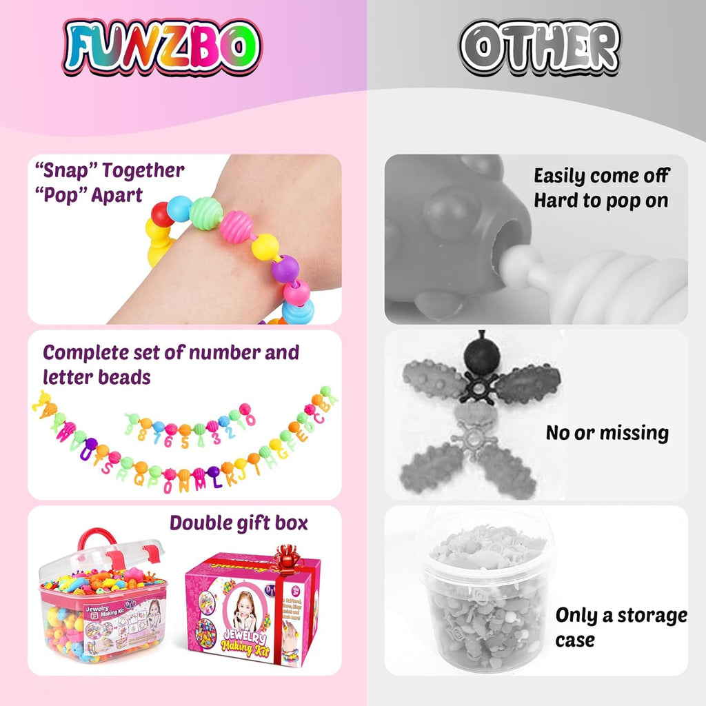 520+ Snap Pop Beads - Jewelry Making Beads Charms Style Craft Kit, Arts and Crafts for Kids Ages 4-8, Toys for 3 4 5