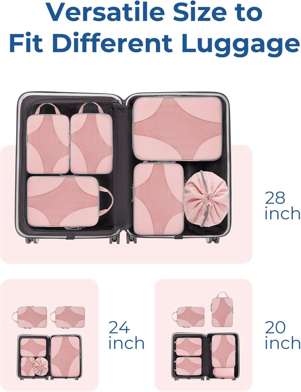 Compression Packing Cubes for Travel, 6 Set/14 Set Compressible Luggage Organizer for Cruise Ship, Lightweight Travel