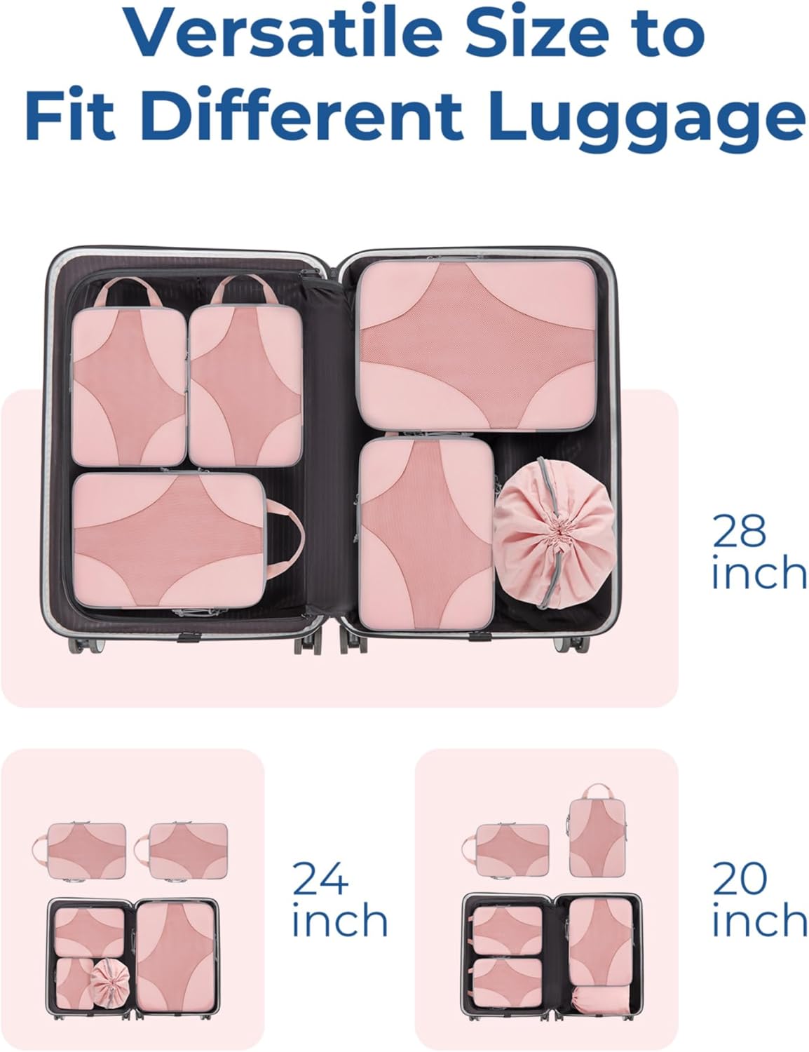 Compression Packing Cubes for Travel, 6 Set/14 Set Compressible Luggage Organizer for Cruise Ship, Lightweight Travel