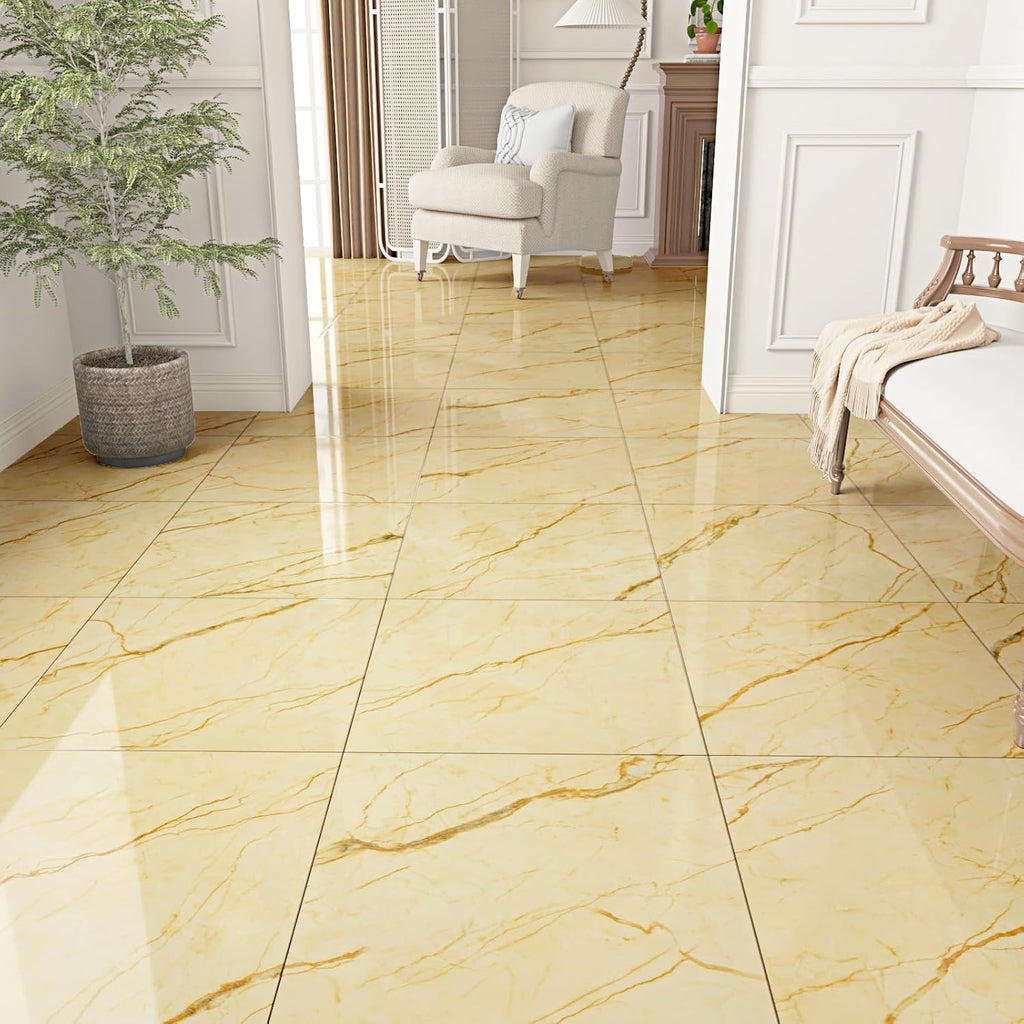 Peel and Stick Waterproof Floor Tile Yellow Marble Floor Tiles Bathroom Flooring Tile Peel and Stick Tiles Self