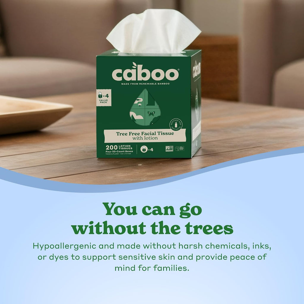 Tree Free Facial Tissues with Lotion, 50 Tissues Per Box, 4 Pack