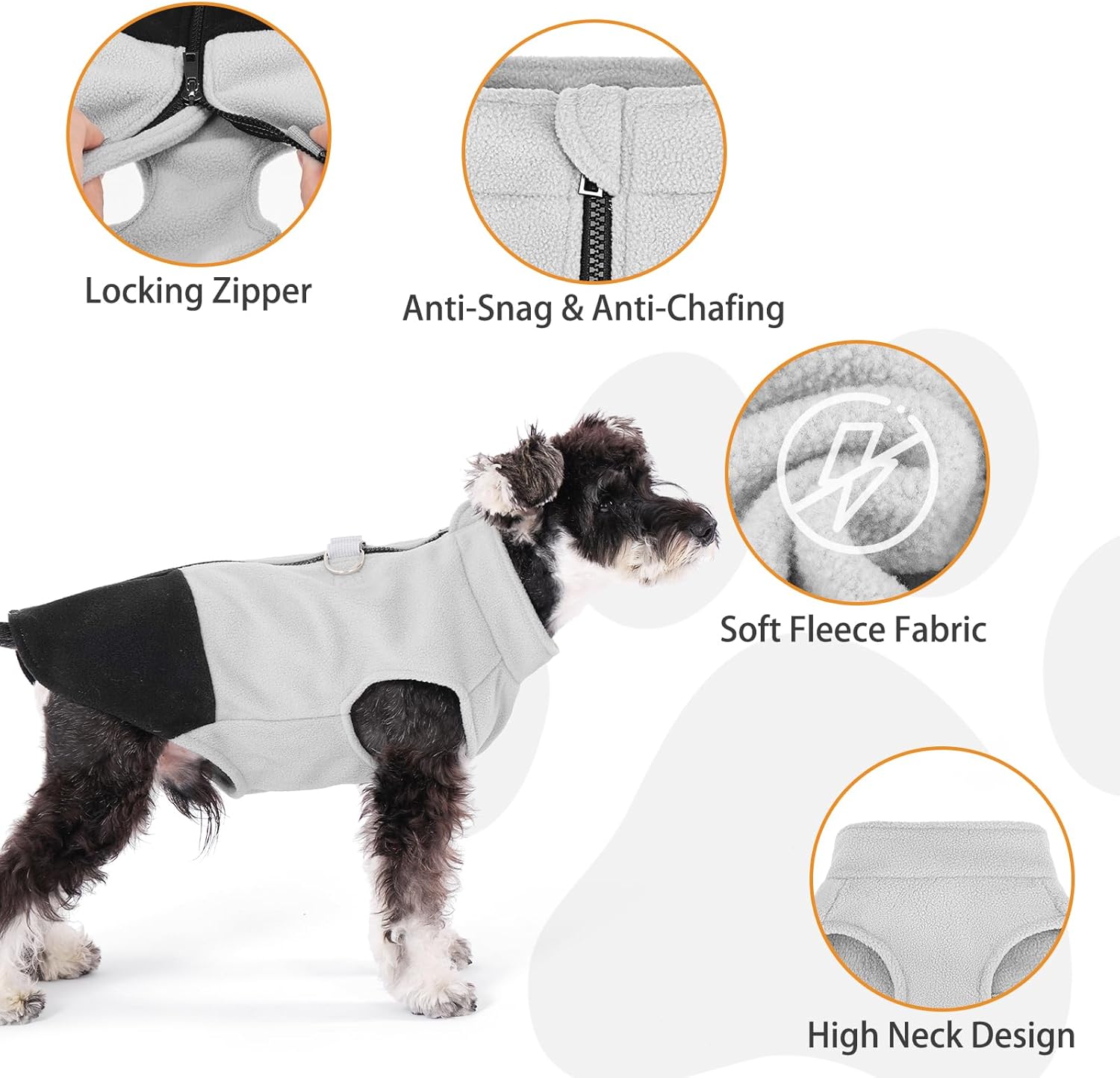 Dog Fleece Vest Sweater, Zip Up Step-in Pullover Warm Puppy Jacket with Dual Leash D-Ring for Small Medium Dogs, Cozy