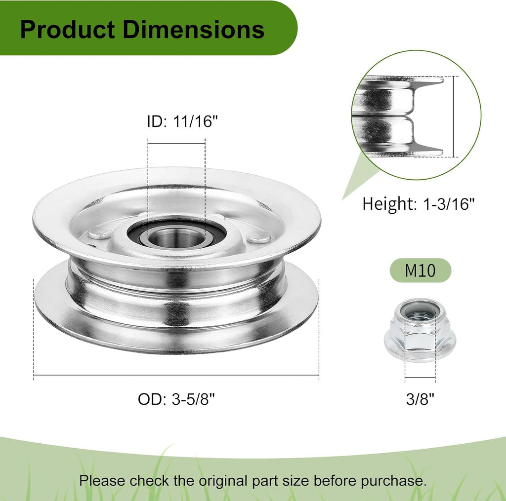 GY22172 Idler Pulley, Compatible with John Deere 42" 48" D140 D102 D110 D125 D130 L120 L130 2002 2003 2004 GY20996 GY20050 GX20305 Lawn Tractors Decks, Replaces GY20067, GY22172