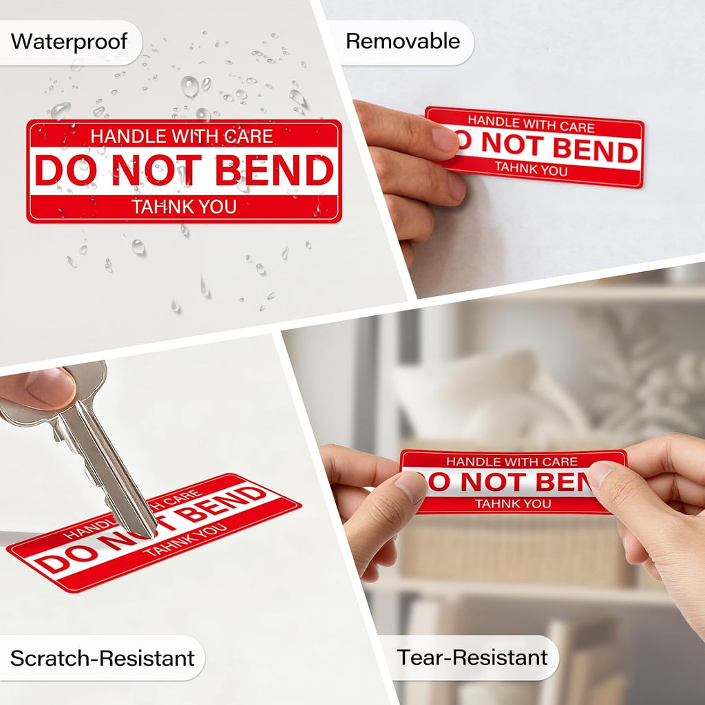 Do Not Bend Stickers 1" × 3" Handle with Care Shipping Labels 1000 Pcs