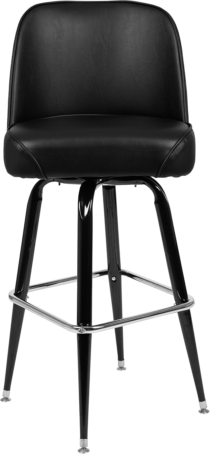 Black Metal Barstool with Swivel Bucket Seat, 2-Pack