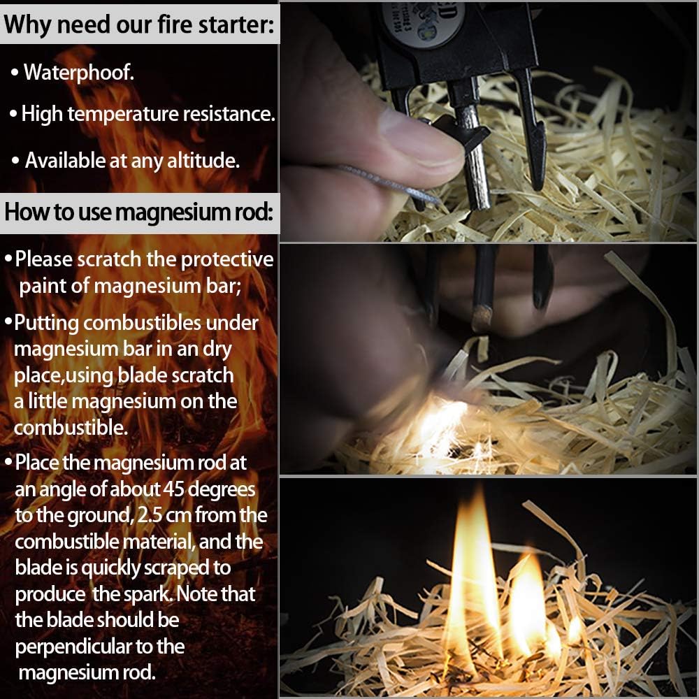 Survival Paracord Bracelet,Fire Starter,Waterproof SOS Light, Compass, Whistle, Adjustable AK87 20 in 1,Outdoor