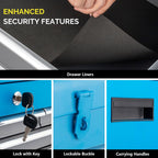 8-Drawer Rolling Tool Chest, Tool Storage Cabinet w/Lockable Wheels, Detachable Top, Drawers & Side Hooks, Mechanic