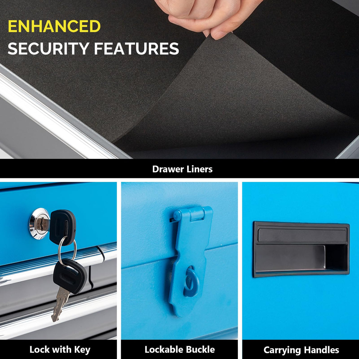 8-Drawer Rolling Tool Chest, Tool Storage Cabinet w/Lockable Wheels, Detachable Top, Drawers & Side Hooks, Mechanic