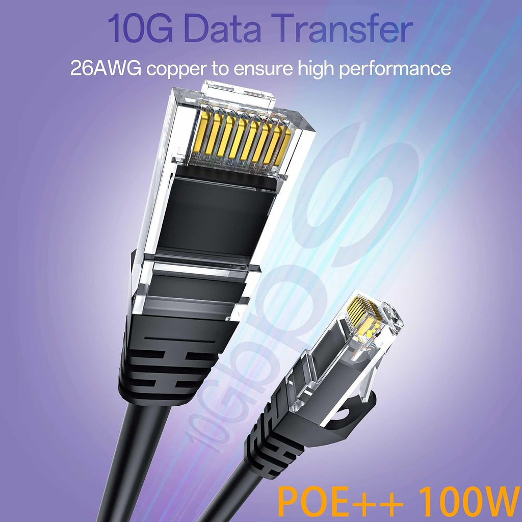 Cat 6 Ethernet Cable 50FT Outdoor&Indoor, Cat6 Ethernet Patch Cable 10Gbps, High-Speed UTP Cat6 Network Cable Pure