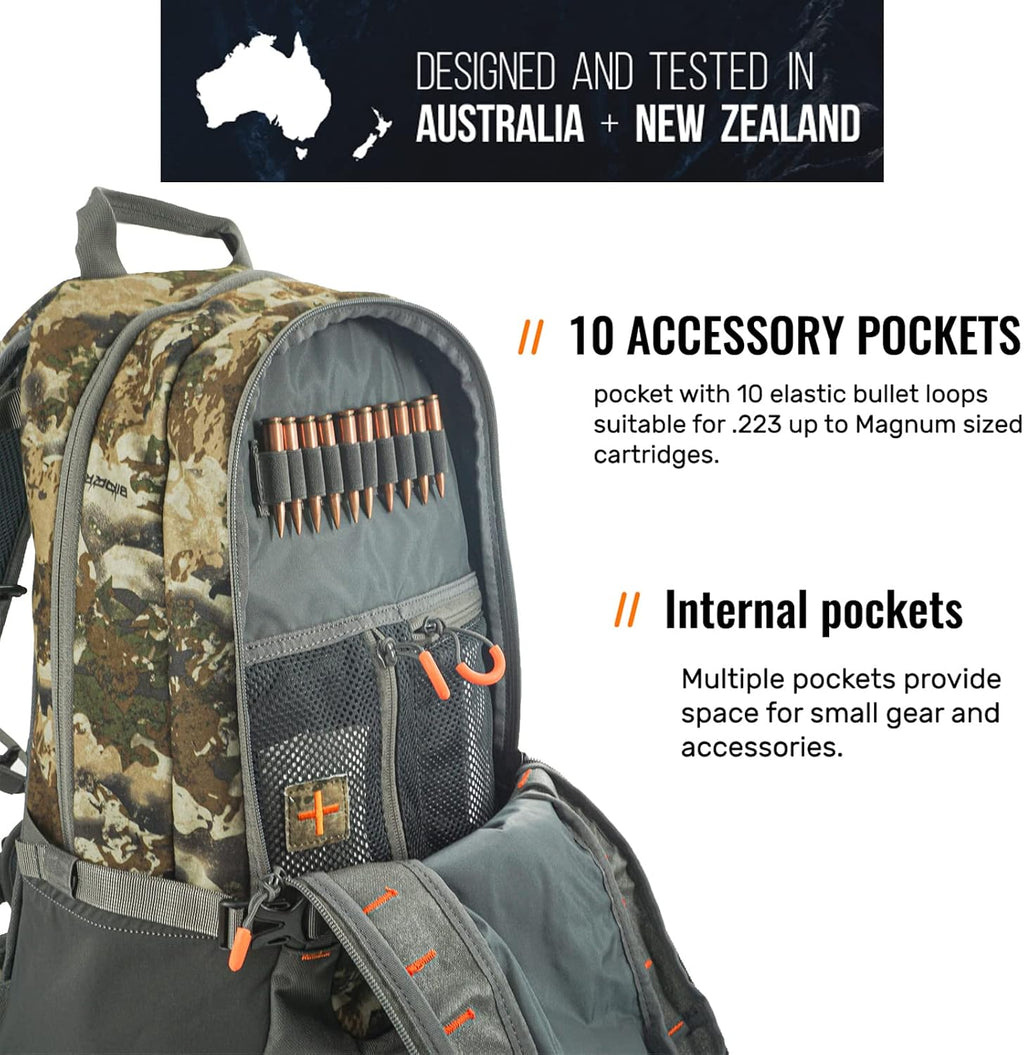Camo and Green Hunting Backpack Tactical Military Bags Waterproof Daypack for 25L Capacity Removable Hip Belt