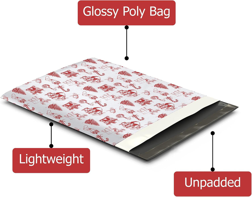 19x24 (25) Vintage Christmas Toile Poly Mailers Large Shipping Bags