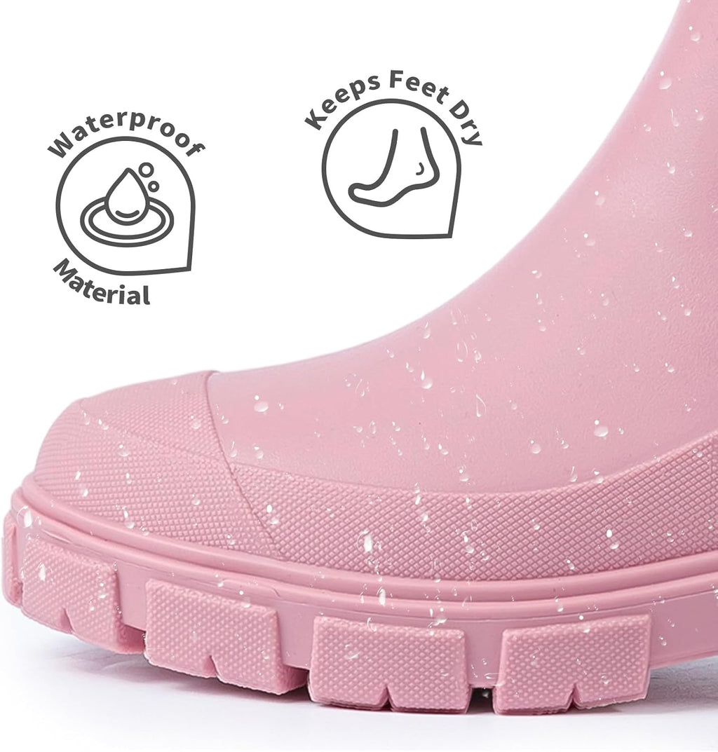 Womens Rain Boots Waterproof Rubber Garden Shoes Short Ankle Chelsea Boots Slip-Resistant