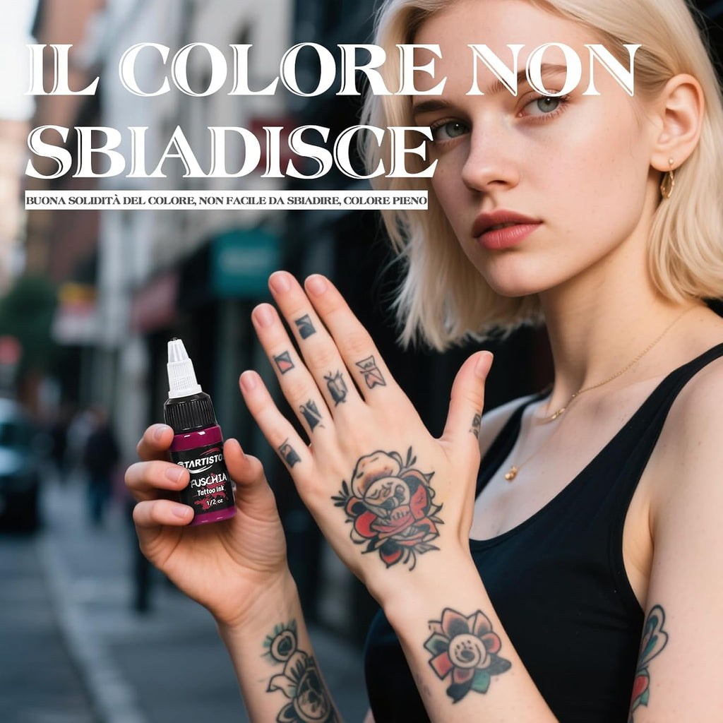 Tattoo Ink Set 16 Colors 0.5oz (15ml) Pigment Supplies Kit for Beginners