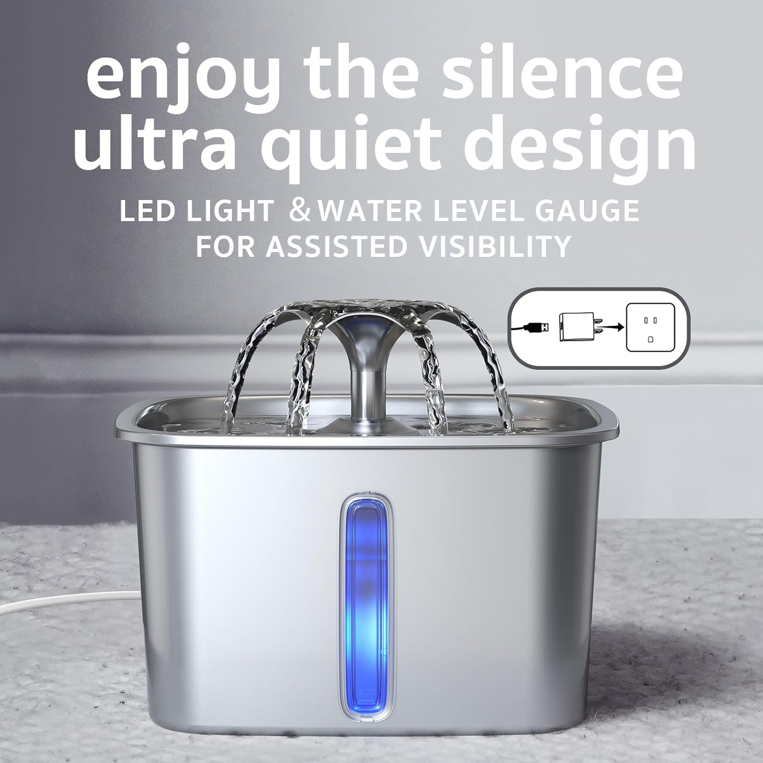 Innovation Award Winner Stainless Steel Cat Water Fountain, 95oz/2.8L Automatic Pet Fountain Dog Water Dispenser with
