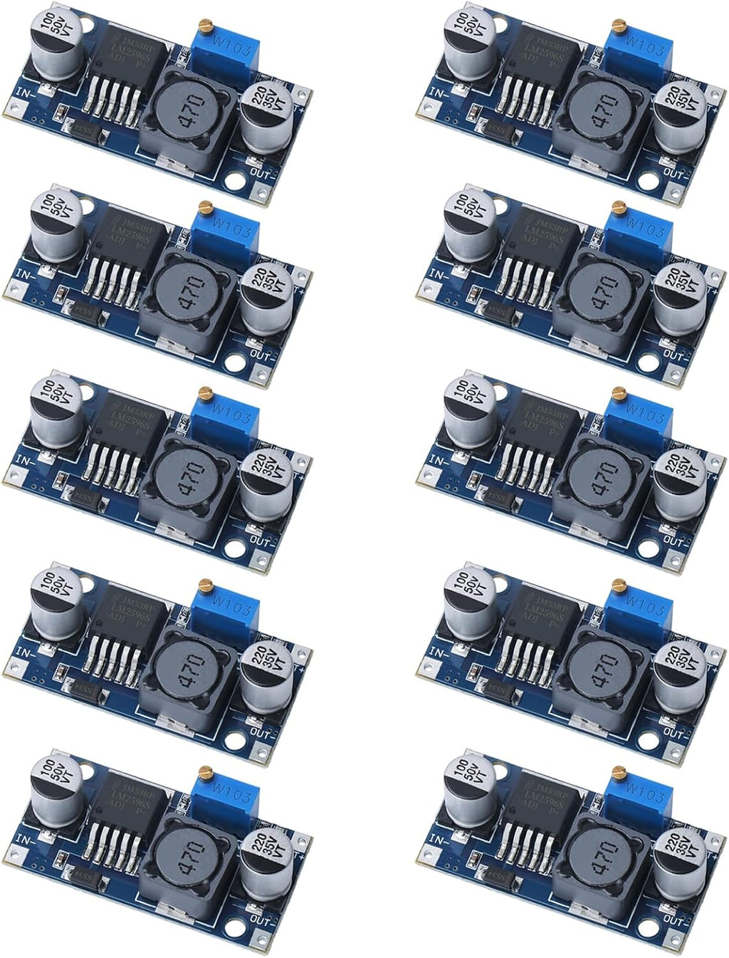 10PCS LM2596 DC-DC Buck Converter Step Down Module, 3.0-40V to 1.5-35V Adjustable Voltage Regulator Power Supply