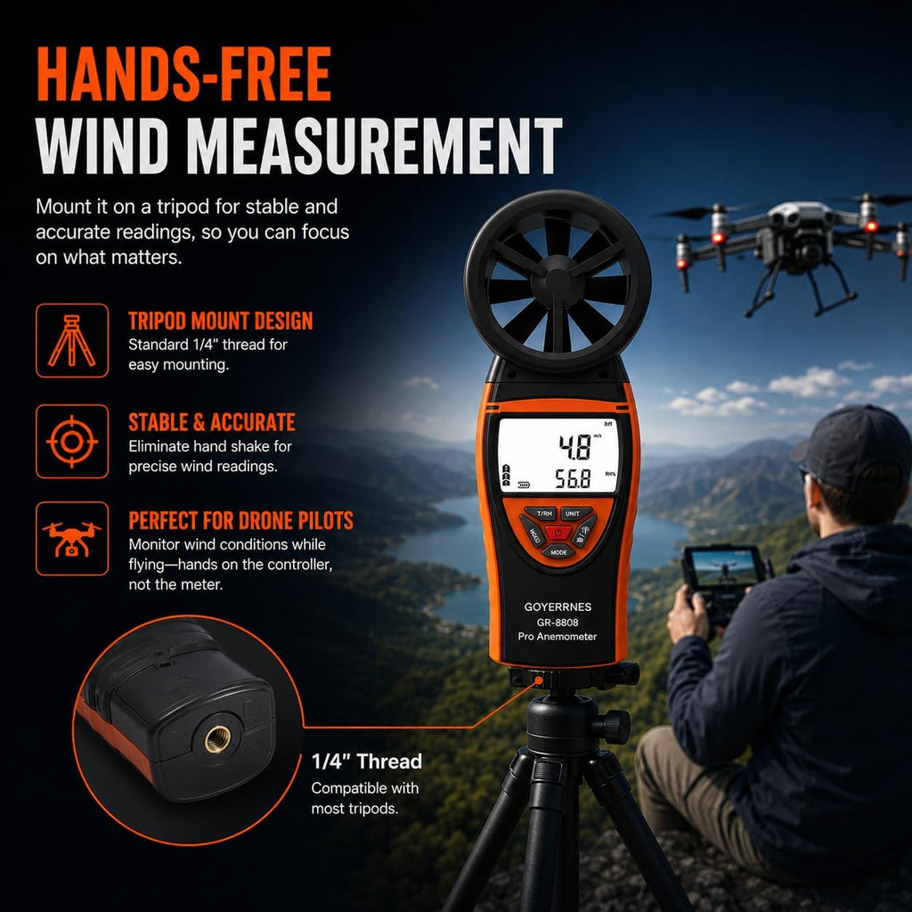 Handheld Anemometer, Wind Speed CFM Meter for HVAC & Outdoor