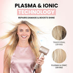 Compact Plasma Hair Dryer, Digital Display, Rapid Drying, Quiet