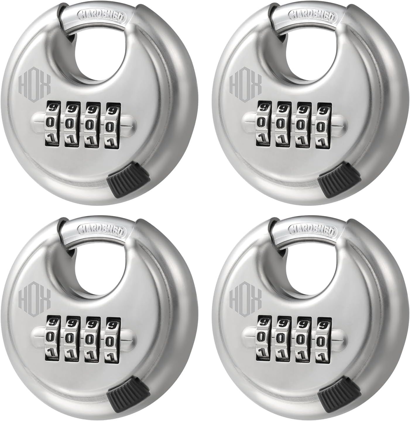 Combination Lock, 4 Digit Disc Padlock with 3/8 Inch Hardened Steel Shackle, 2-3/4 Inch Wide Body, Keyless Heavy Duty