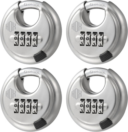 Combination Lock, 4 Digit Disc Padlock with 3/8 Inch Hardened Steel Shackle, 2-3/4 Inch Wide Body, Keyless Heavy Duty