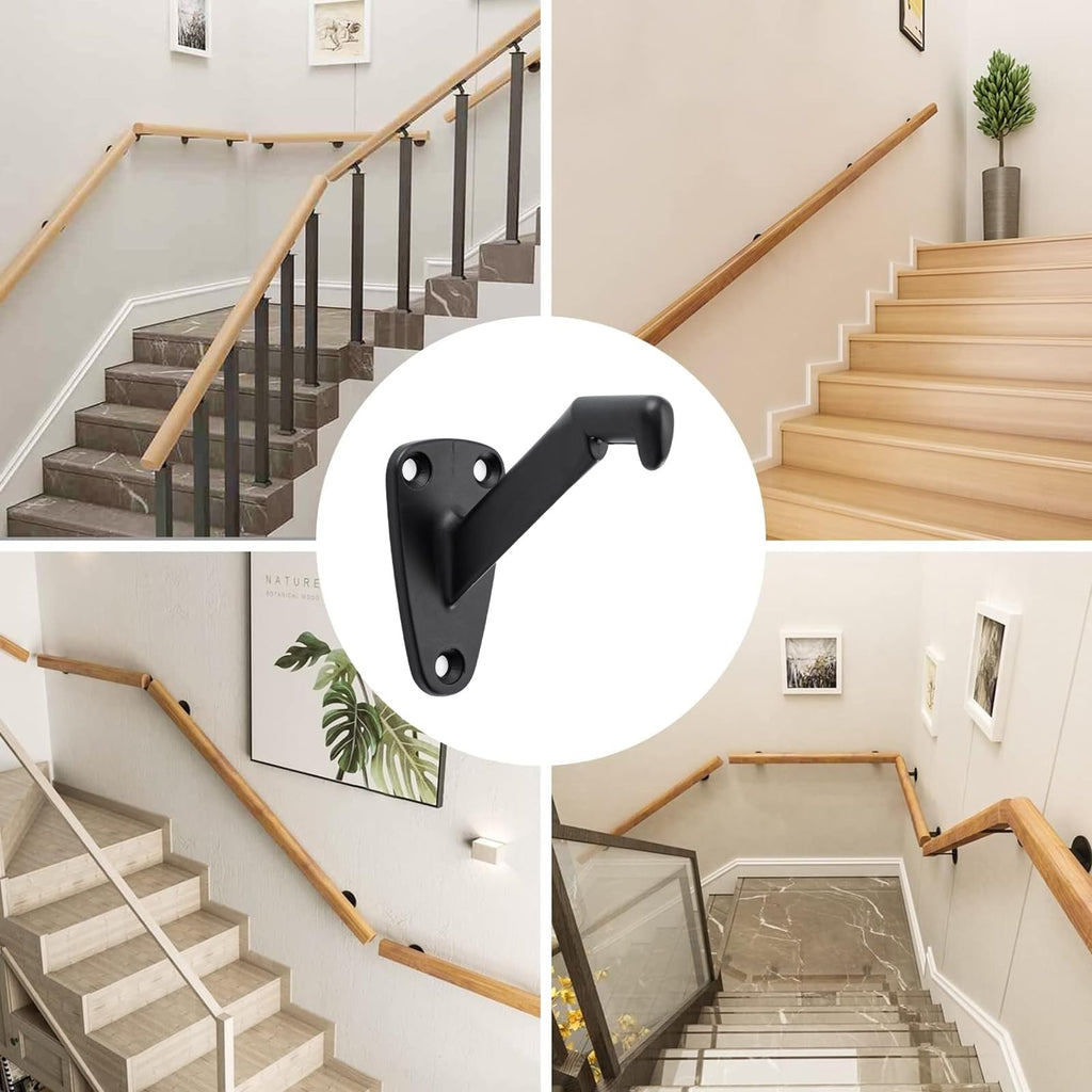 Handrail Bracket for Stairs,Matte Black, 6 Pack