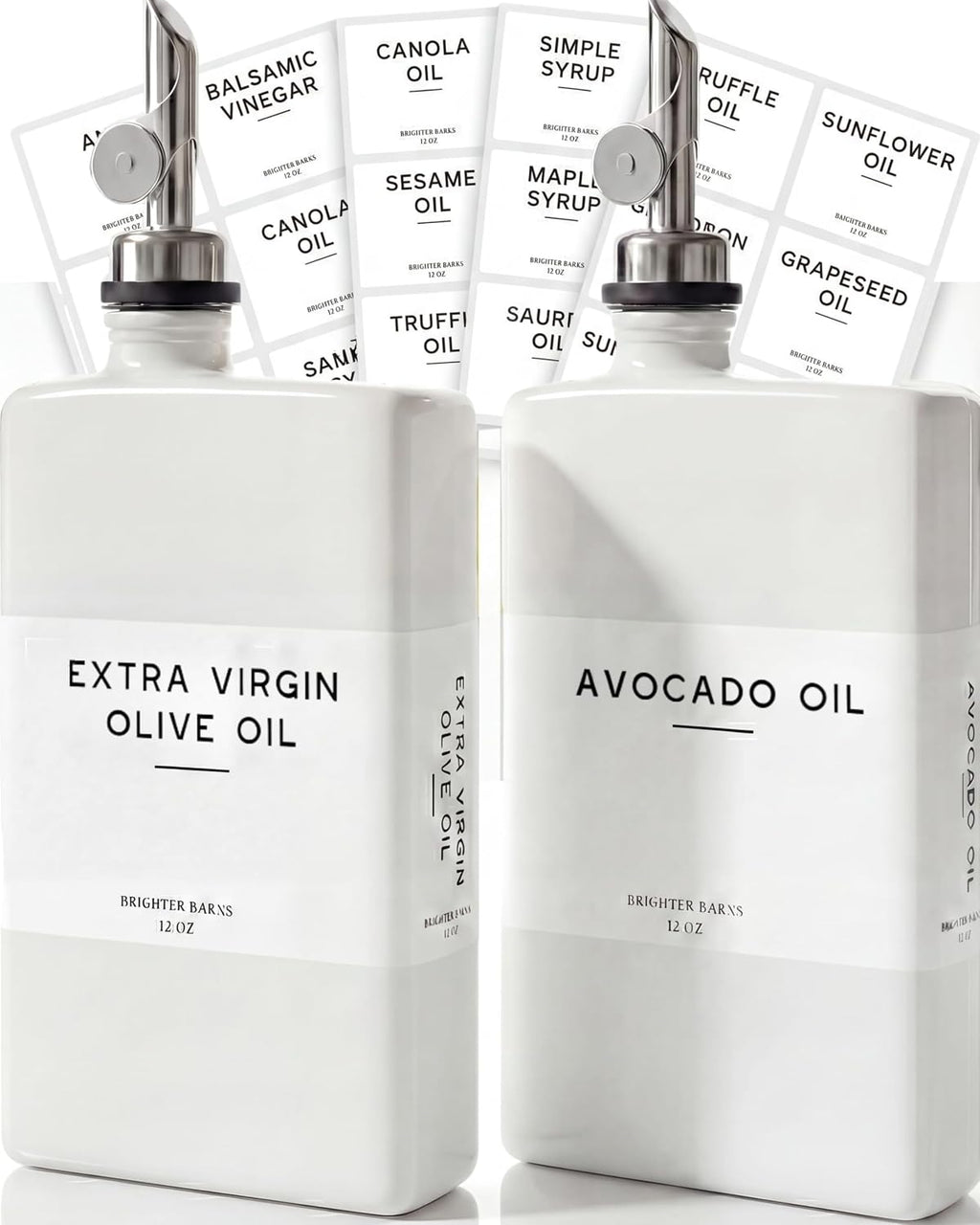 Luxury Glass Olive Oil Dispenser Bottle for Kitchen by Brighter Barns - Oil and Vinegar Bottles, Simple Syrup