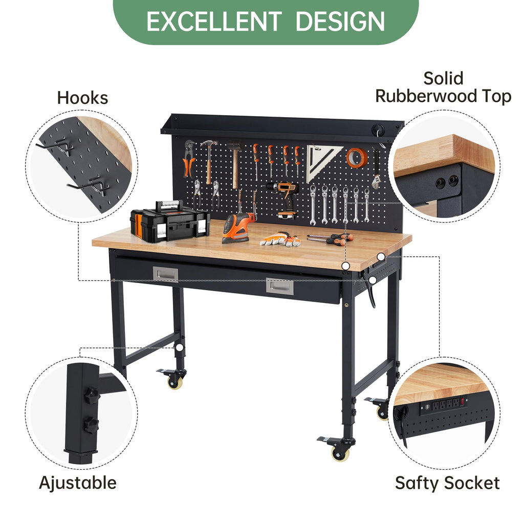 48“ x 24" Workbench, 2000 LBS Load Capacity Heavy Duty Work Benches
