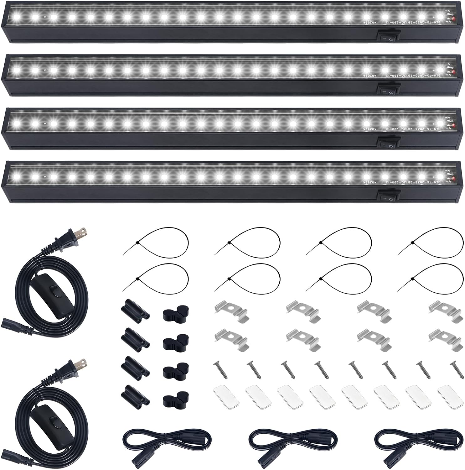 T5 Grow Lights for Indoor Plants, Full Spectrum, 1ft 5000K, 4 Packs | Linkable 1ft LED Plant Light, Black Cover LED