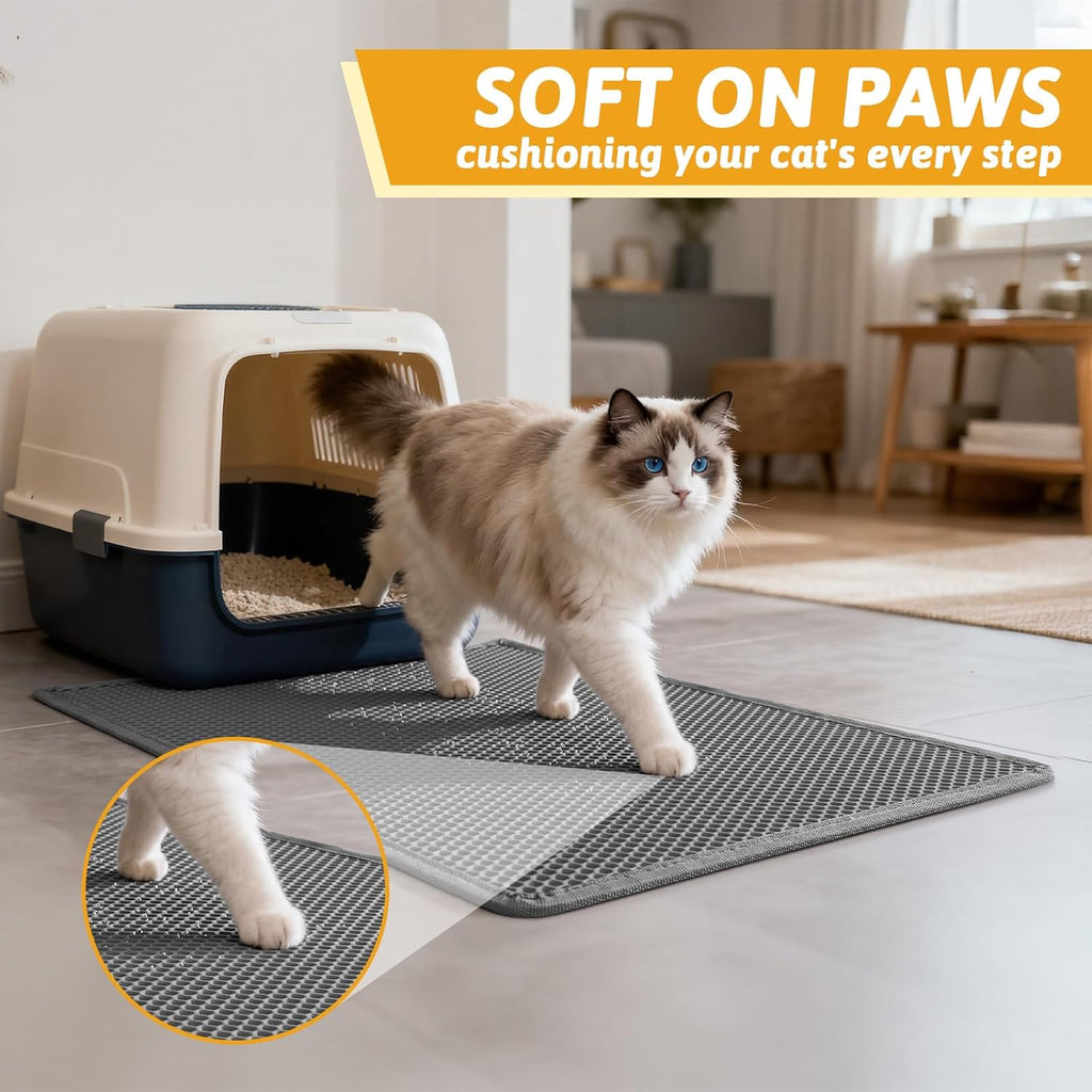 Cat Litter Mat Double Layer Waterproof Urine Proof Trapping Mat 1 Pack (Gray, 30x24 Inch (Pack of 1))