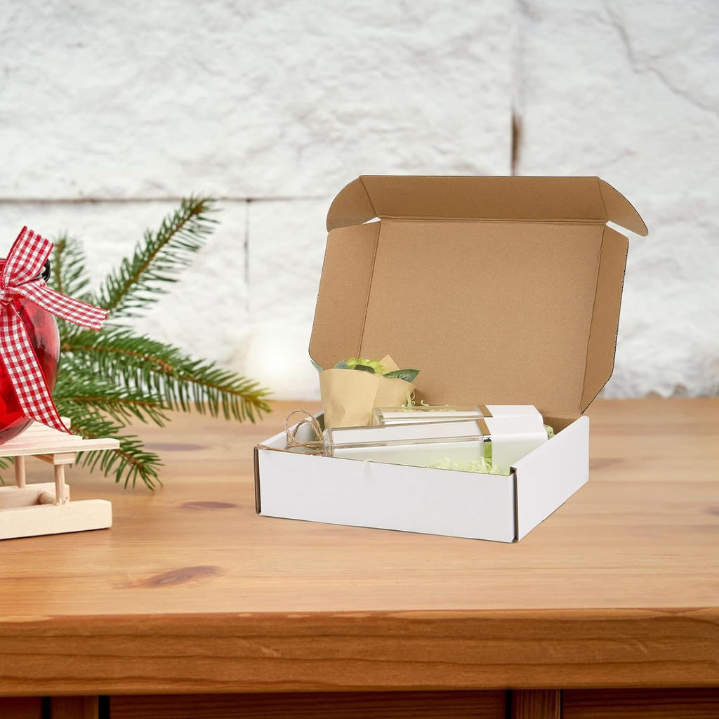 25 Pack 8x6x2 inch Small Shipping Boxes, White Mailing Boxes | Tuck Top, Quick Fold, Easy Assemble, Shape Well