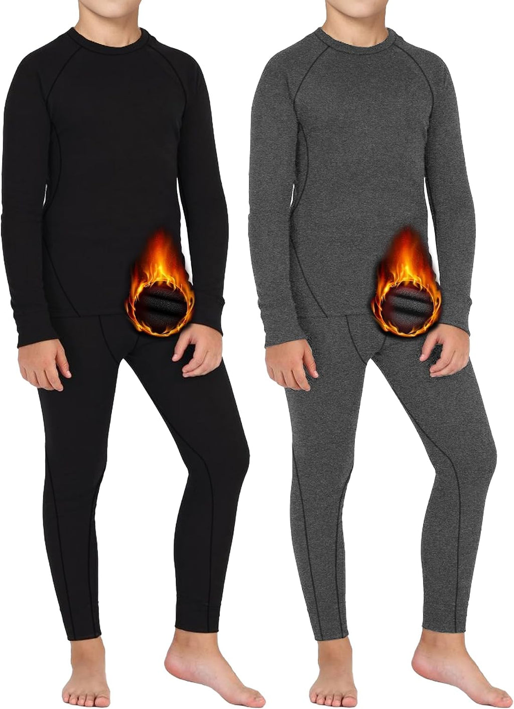 2 Sets Youth Boys Thermal Compression Base Layer Long Johns | Leggings and Shirts, Running, Basketball, Hockey