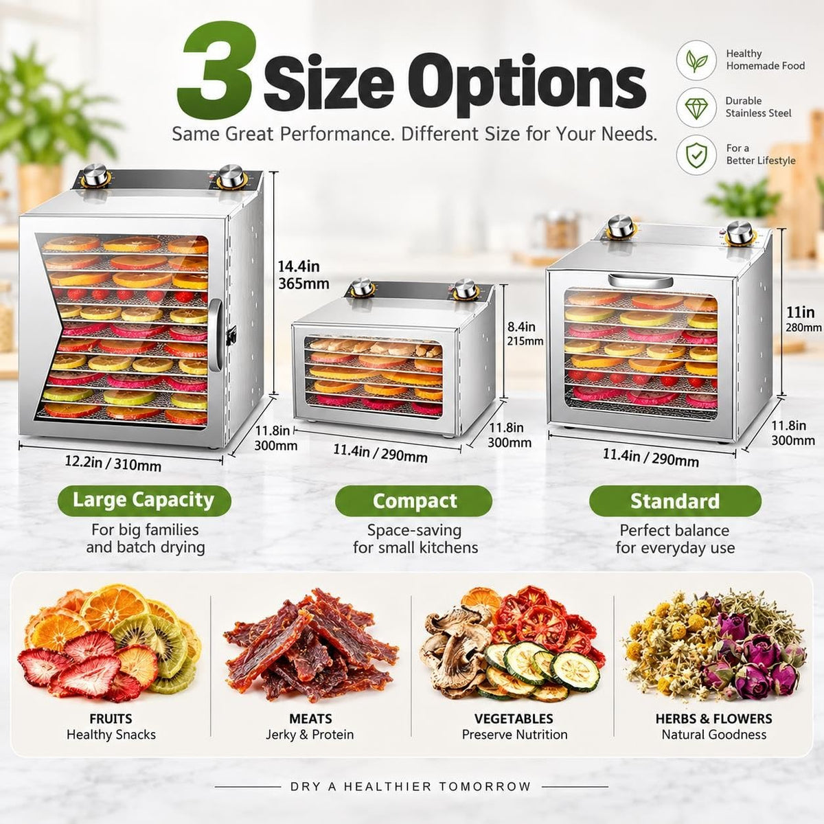 8 Tray Dehydrator, 12 Tray Dehydrator