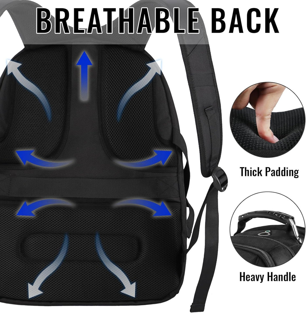 Large Laptop Backpack for Men, Heavy Duty Travel Backpack Carry On Flight Approved, 17 Inch College Work Bookbag