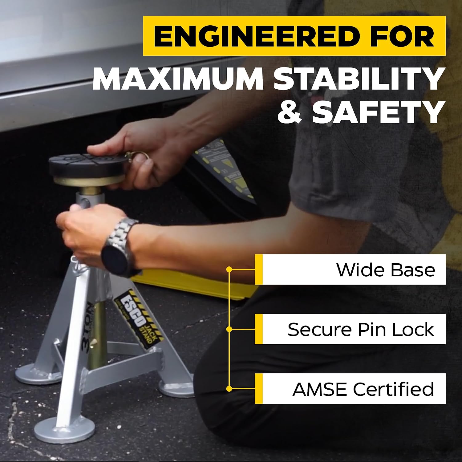 3 Ton Performance Shorty Low Profile Jack Stands, 1 Pair