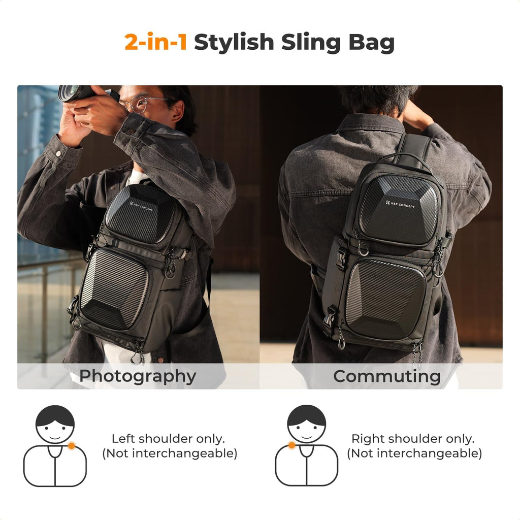 Camera Sling Bag, Hardshell Camera Case with Tripod Holder | EVA Hardshell + Soft Foam, 10L Side Quick Access, Travel