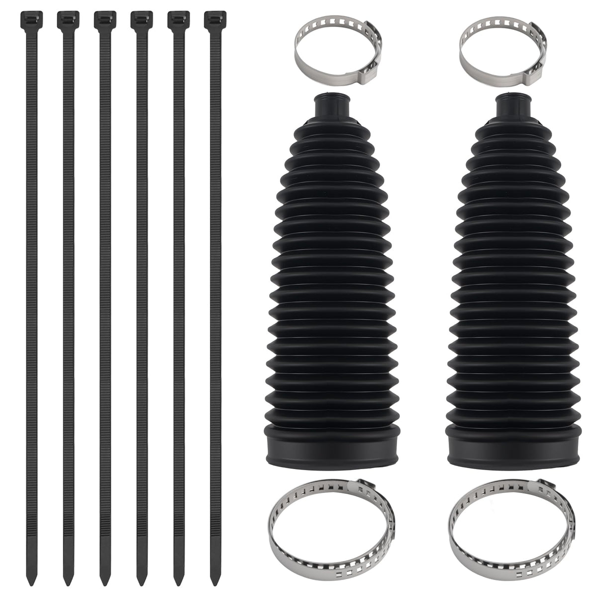 Silicone Inner Tie Rod Boot Kit with Cable Ties & Clamps