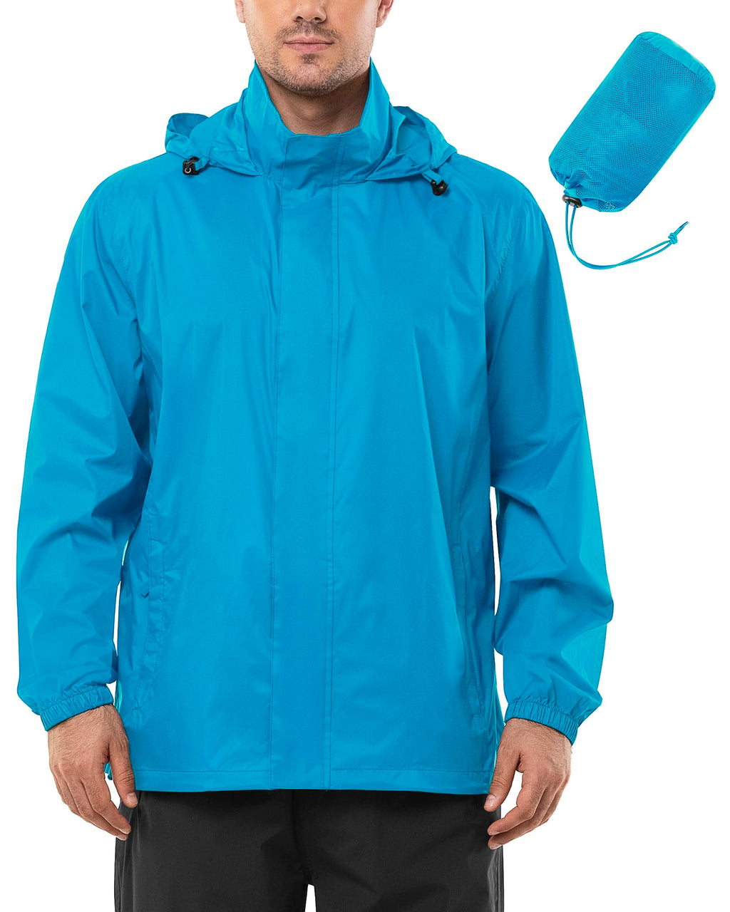 Men's Rain Jacket Waterproof Lightweight Packable Raincoat