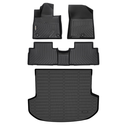 Floor Mats & Cargo Liner for Hyundai Santa Fe 2019-2020, TPE All Weather Protection Santa Fe Car Mats, Non-Slip Trunk