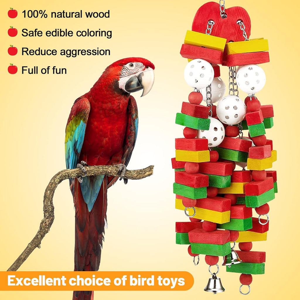 Large Bird Parrot Toys for Cockatoos African Grey Macaws Amazon Parrots | MEWTOGO, Brightly Colored, Appealing to