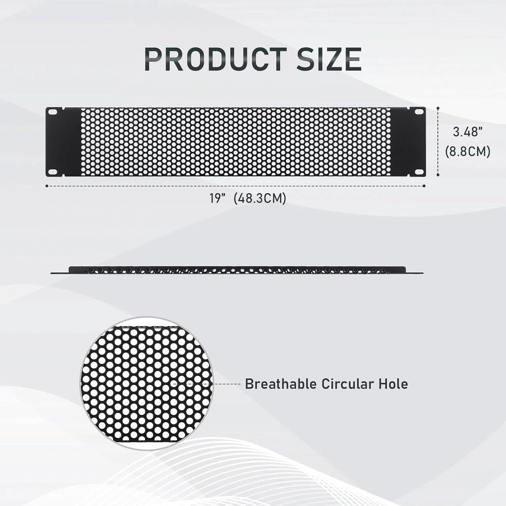 2U Vented Blank Panel, Metal Rack Blank Panel Mount for 19 Inch Server Rack Enclosure or Network Cabinet, 5 Pack