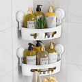 Corner Shower Caddy Suction Cup, shower shelves suction cup, White | 2 Pack Basket Bathroom, Waterproof & Oil-proof