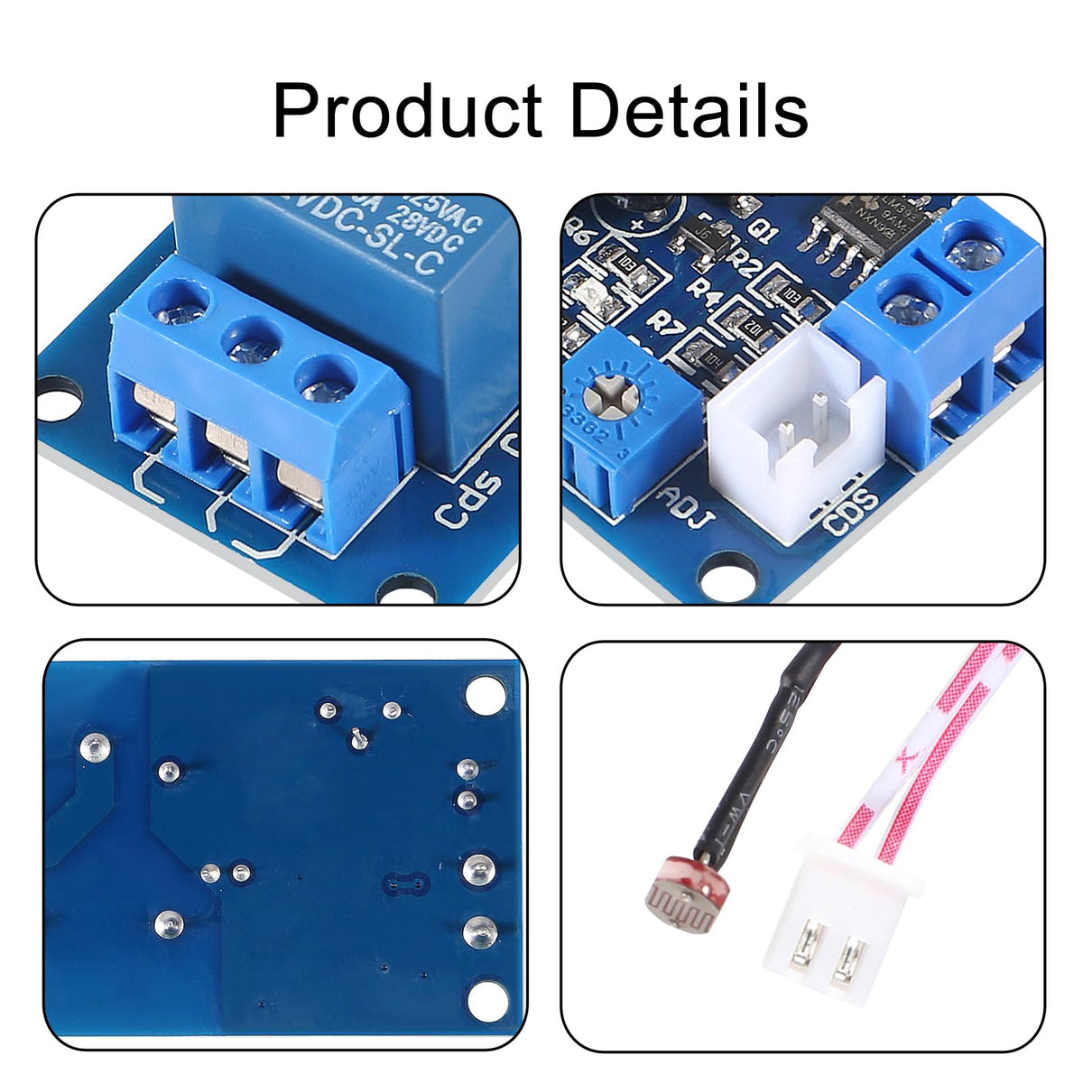 D-FLIFE 5pcs XH-M131 Photoresistor Relay Module, DC 12V 10A Light Control Switch Photoresistor Relay Module Detection Sensor Brightness Automatic Control Module with Cable