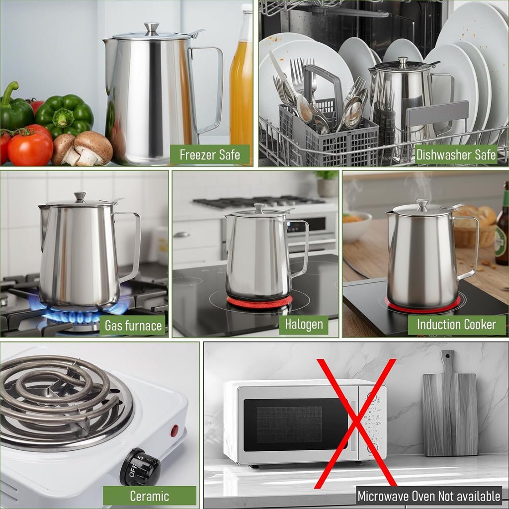 67 oz 304 Stainless Steel Pitcher with Lid