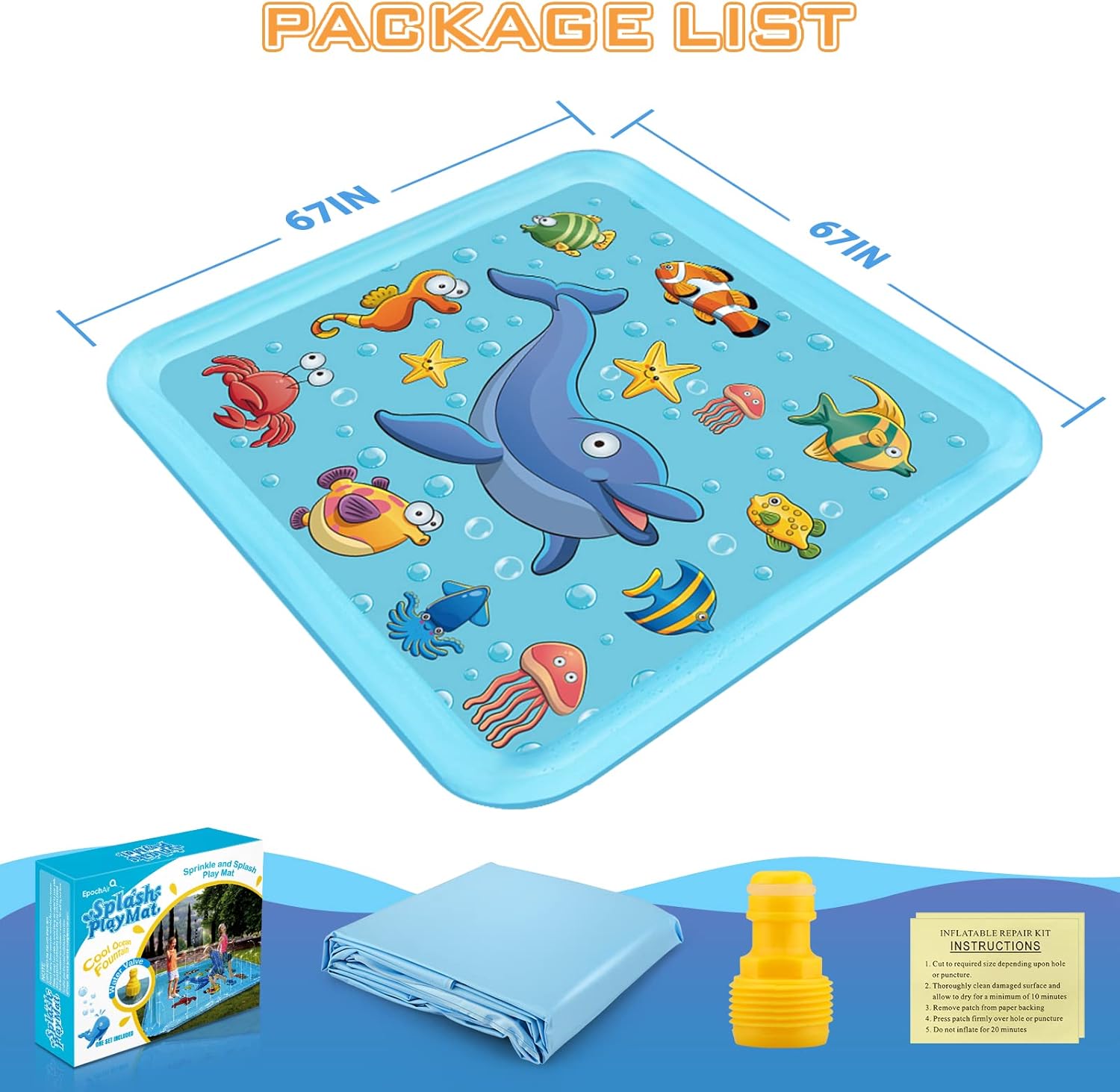 Splash Pad for Toddlers, Outdoor Sprinkler for Kids | 67" Summer Water Toys Baby Pool Fun Gifts for 3 4 5 6 7 8 9