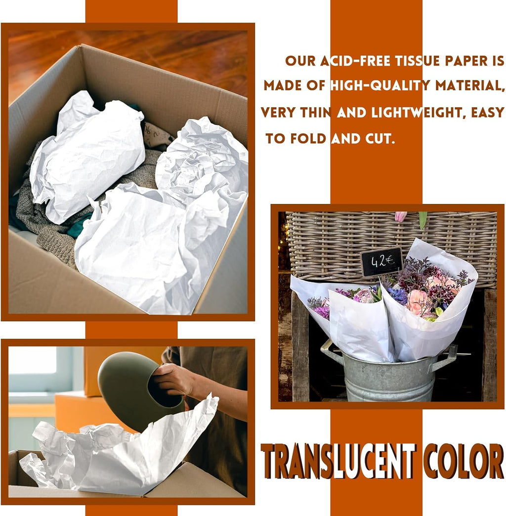 200 Sheets White Tissue Paper for Gift Bags, 20" x 30" Wrapping Tissue Paper Bulk for Wedding, Birthday, Christmas