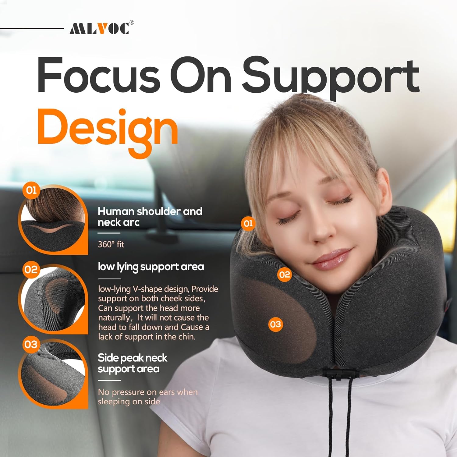 Neck Pillow for Traveling, Upgraded 100% Pure Memory Foam Travel Neck Pillow for Airplane Flight Sleep, Breathable &