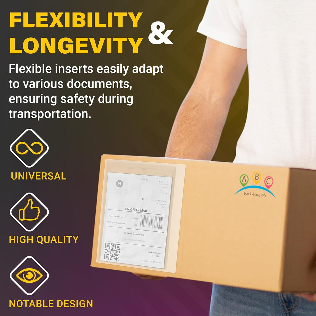 Packing List Envelopes, Clear 9.5 x 12 Inch, Self Seal Document Pouches for Shipping Inserts Polyethylene 2 Mil, Pack