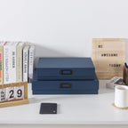 Legal Size Document Storage Boxes with Lids, Set of 2, Blue