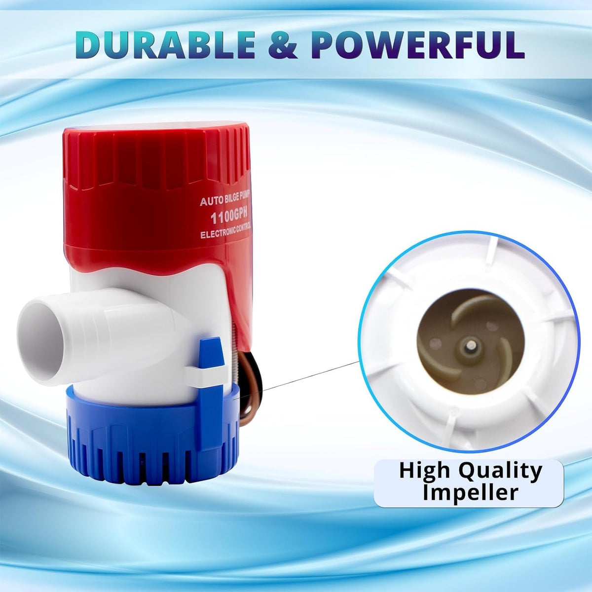 1100 GPH 12V Automatic Bilge Pump with Electronic Sensor