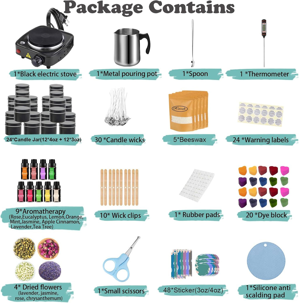 Candle Making Kit with Wax Melter, DIY Arts&Crafts Gift for Adults,Beginners,Candle Making Supplies,Including