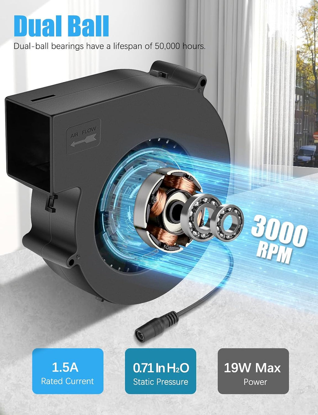 Wathai 140mm Small Blower Fan 110V 120V Squirrel Cage Fan Speed controlleer